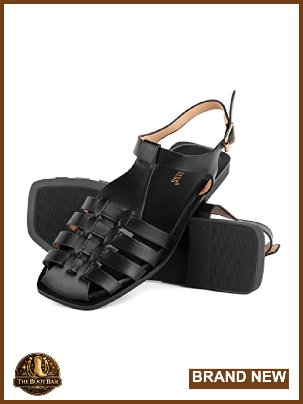 Women's Gladiator Flat Sandals Closed Square Toe Ankle Strap Summer Beach Shoes
